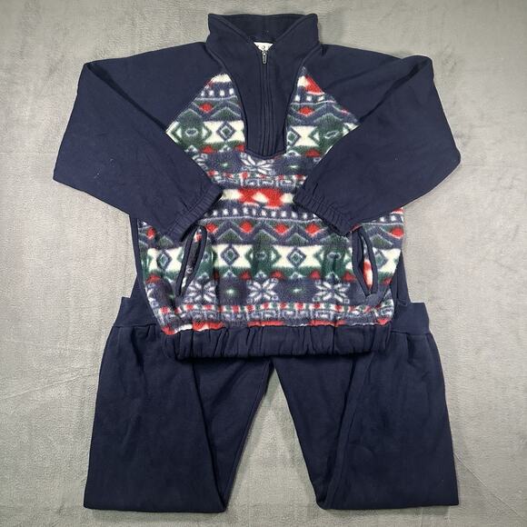Sports By Carolina Colours Pants - Sport Carolina Colours Fleece Set Navy Tribal Women M Vintage 90s Sweatsuit